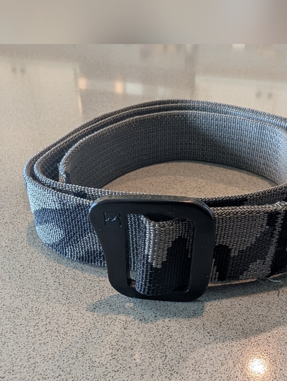 Patagonia Gray and Black Elastic Web Belt with Black Buckle